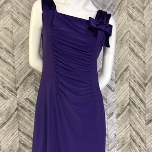 Joseph Ribkoff Purple Sleeveless Ruched Wiggle Dress With Bow size 10